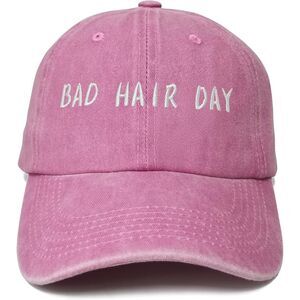 Unisex Pink Washed Bad Hair Day Embroidery Adjustable Size Classic Baseball Cap